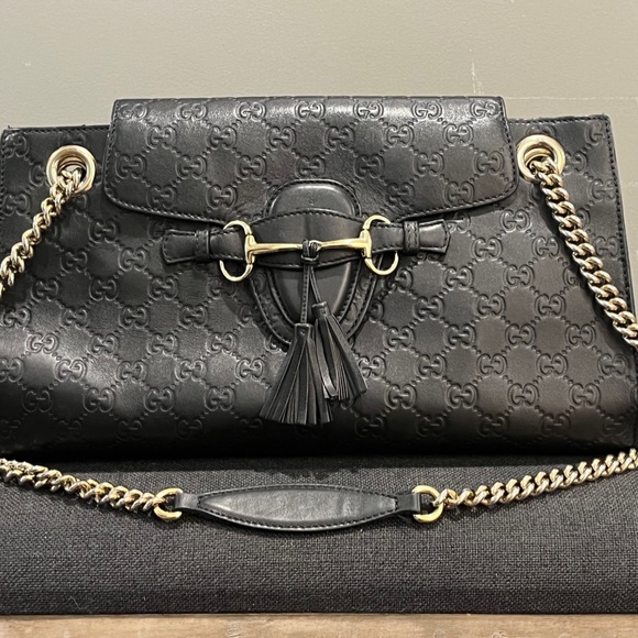 Gucci Black Leather GUCCISSIMA Large Emily Chain Shoulder Bag - Picture 1 of 8